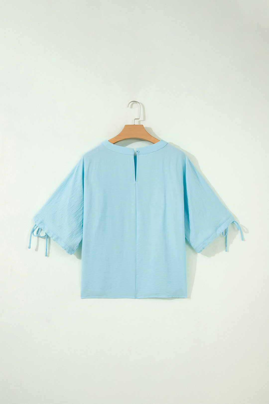 Tie Half Sleeve Pleated Detail Babydoll Blouse