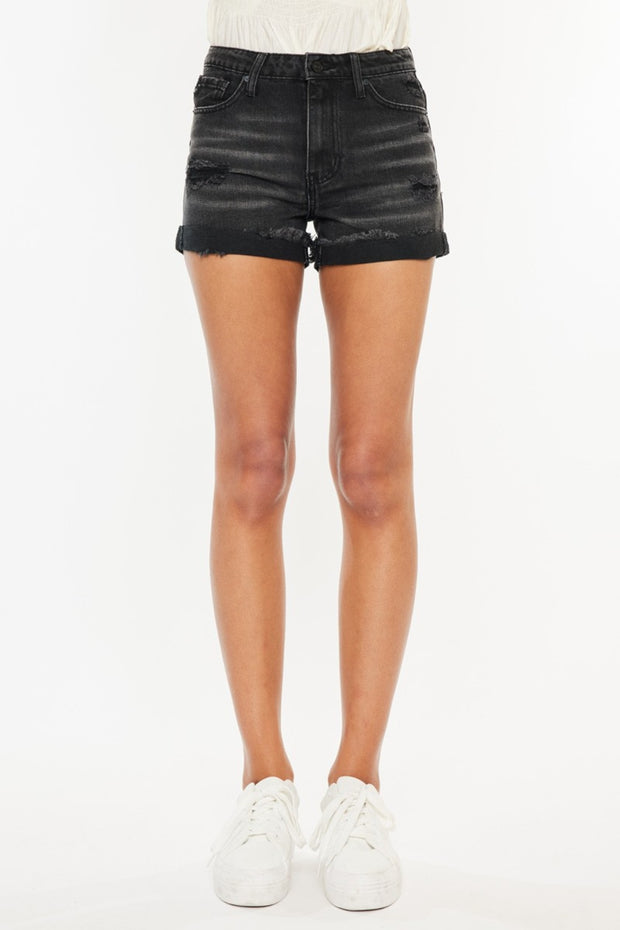 Kancan High Waist Distressed Denim Shorts -