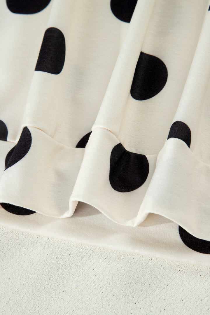 Polka Dot Print V Neck Tee Short Set
