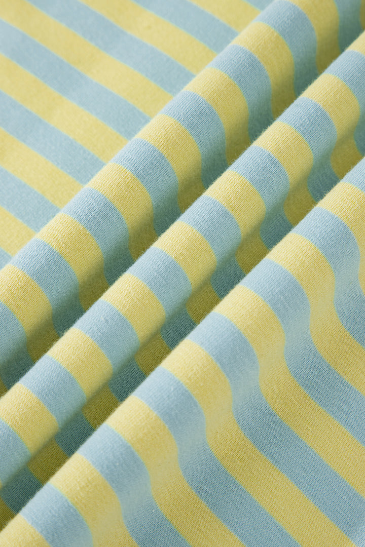 Stripe Drop Shoulder Boxy Casual Terry Short Set