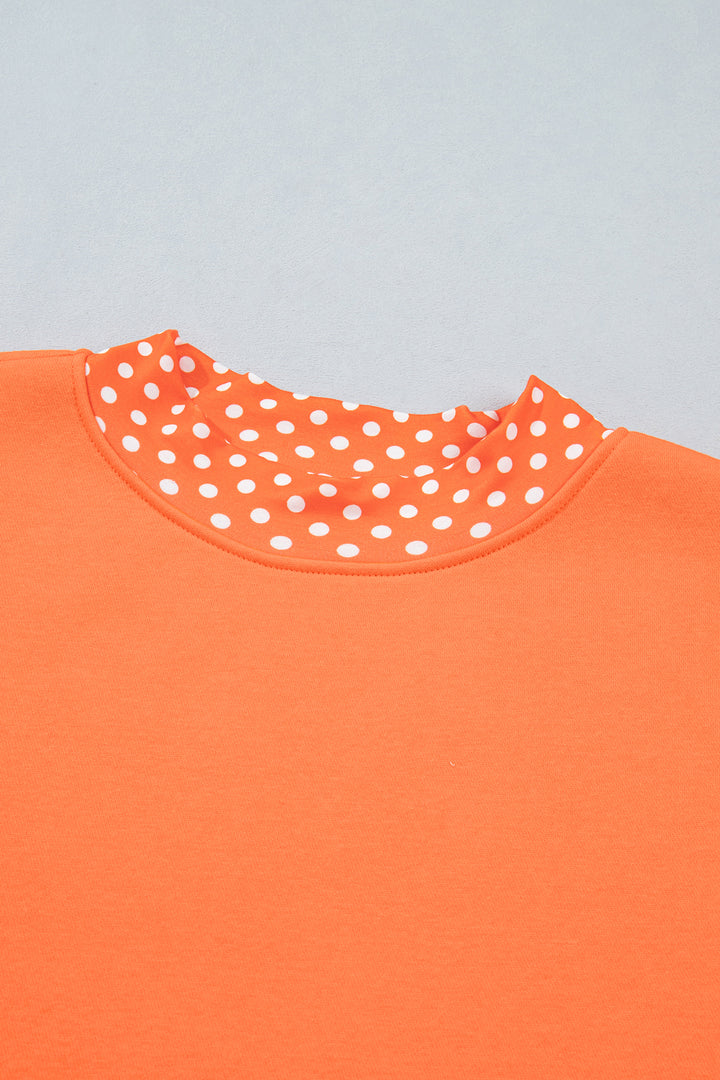 Colorblock Polka Dot Contrast Trim Oversized Sweatshirt