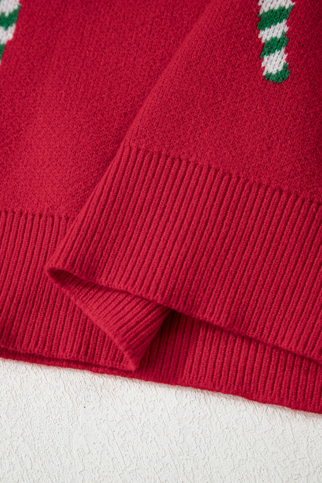 Christmas Candy Cane Holiday Drop Shoulder Sweater