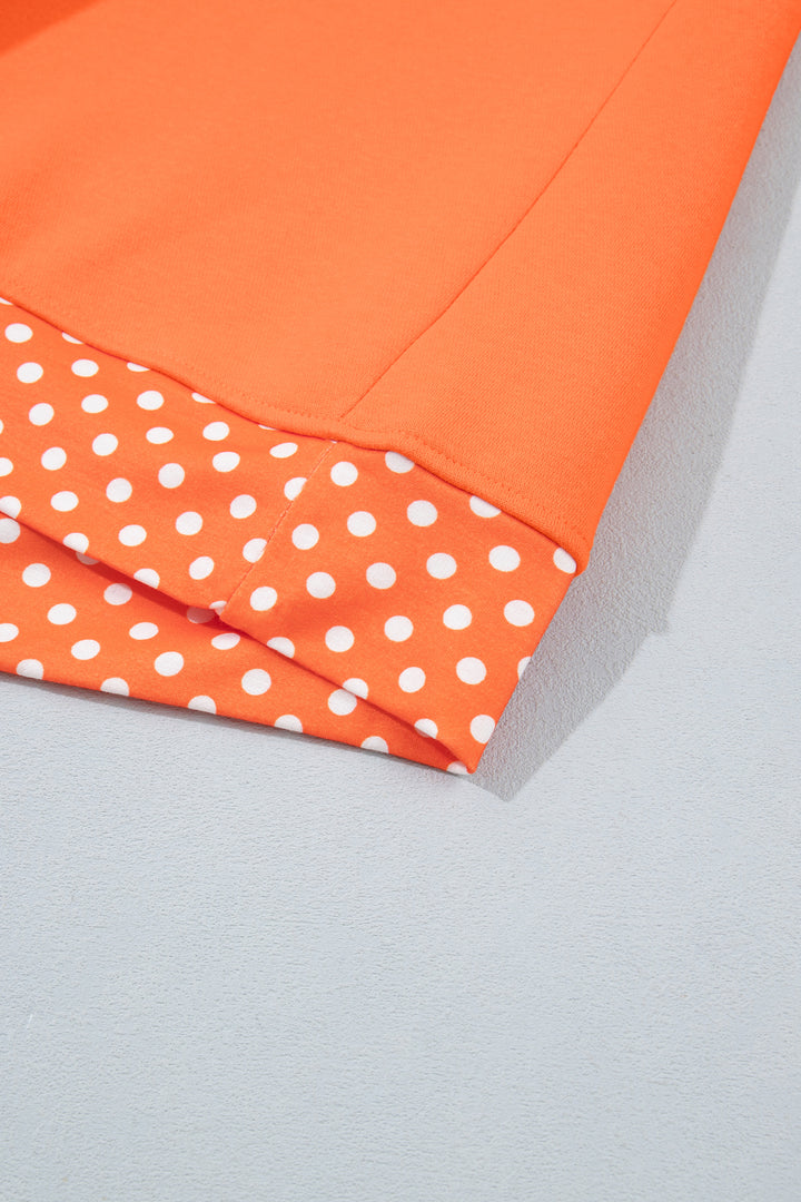 Colorblock Polka Dot Contrast Trim Oversized Sweatshirt