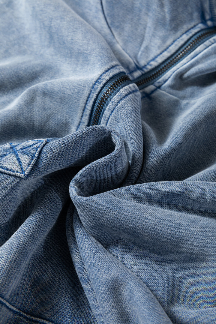 Canton Half Zip Kangaroo Pocket Mineral Wash Baggy Hoodie