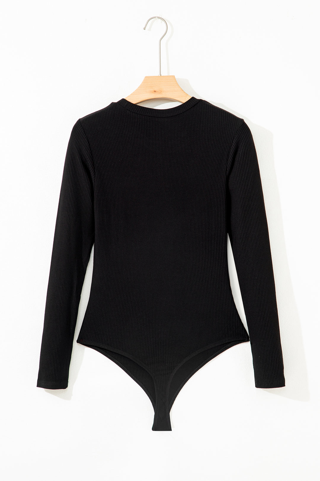 Ribbed Long Sleeve Crew Neck Solid Color Bodysuit