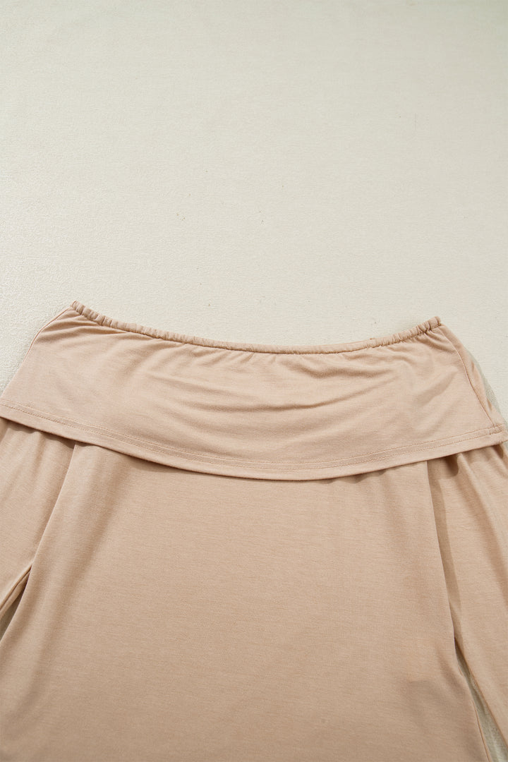 Foldover Off Shoulder Long Sleeve Slim Top
