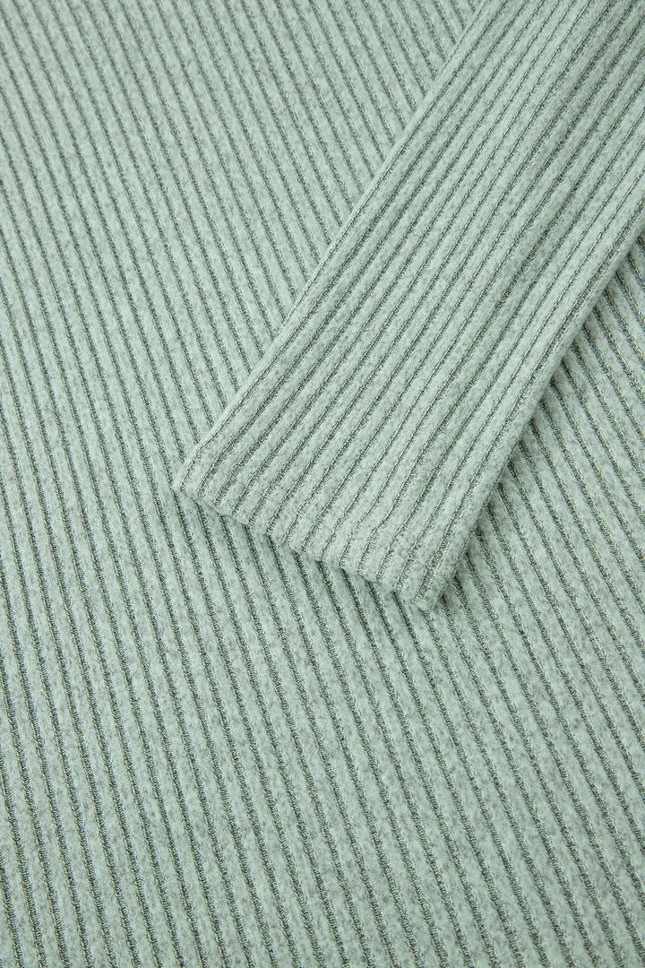 Ribbed Notched Neck Knit Long Sleeve Leggings Two Pieces Lounge Set