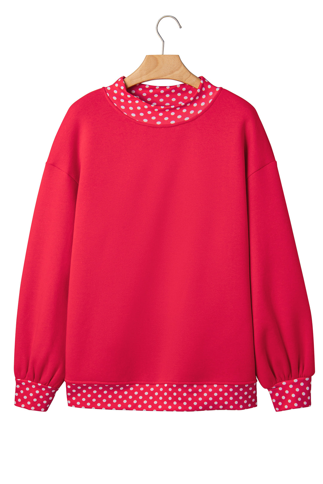 Colorblock Polka Dot Contrast Trim Oversized Sweatshirt