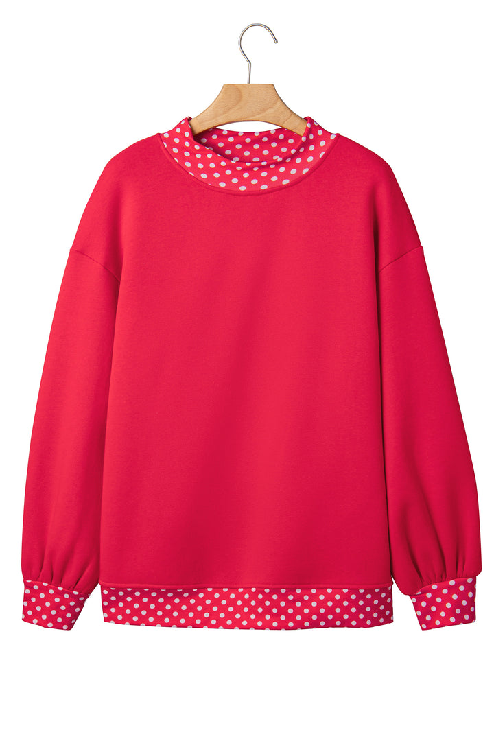 Colorblock Polka Dot Contrast Trim Oversized Sweatshirt