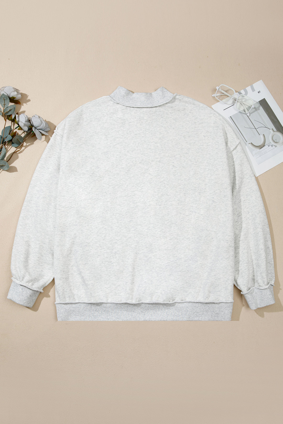 Exposed Seam Detail Reversible Double Wear Plus Size Sweatshirt