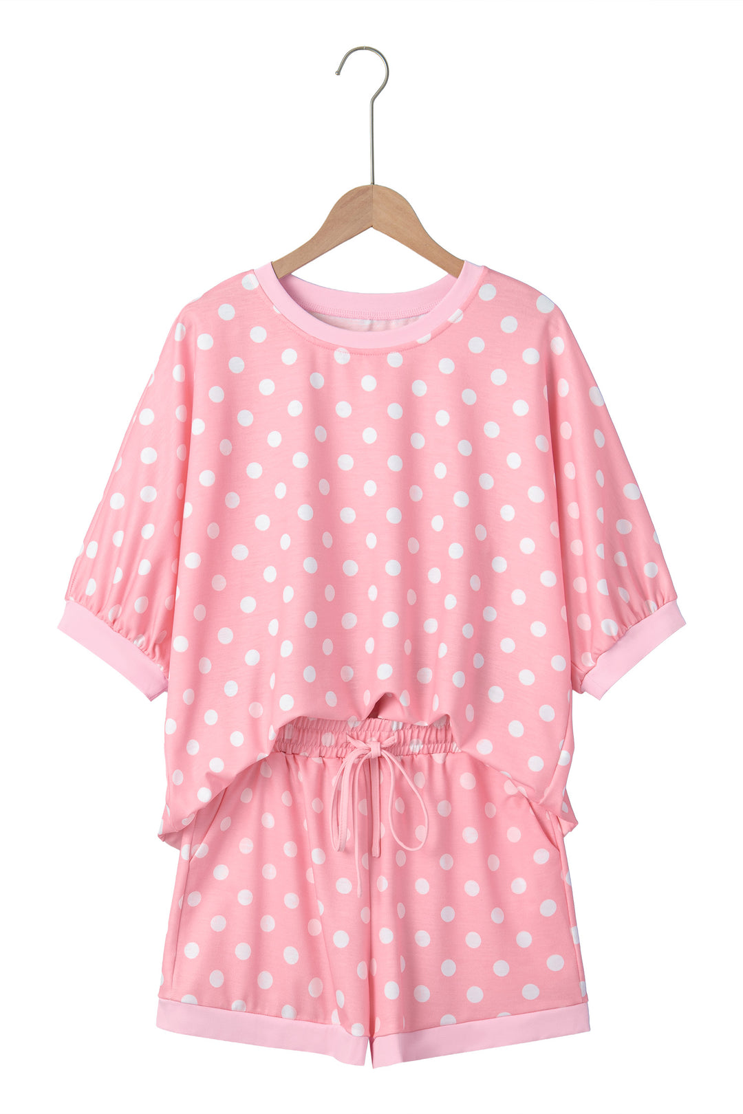 Polka Dot Oversized Top Drawstring Short Set