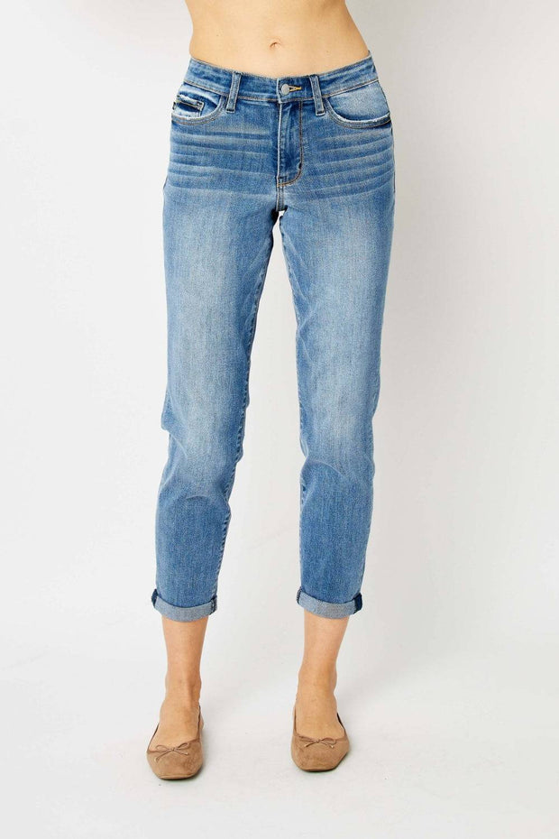 Judy Blue Full Size Cuffed Hem Slim Jeans - Medium / 0(24)