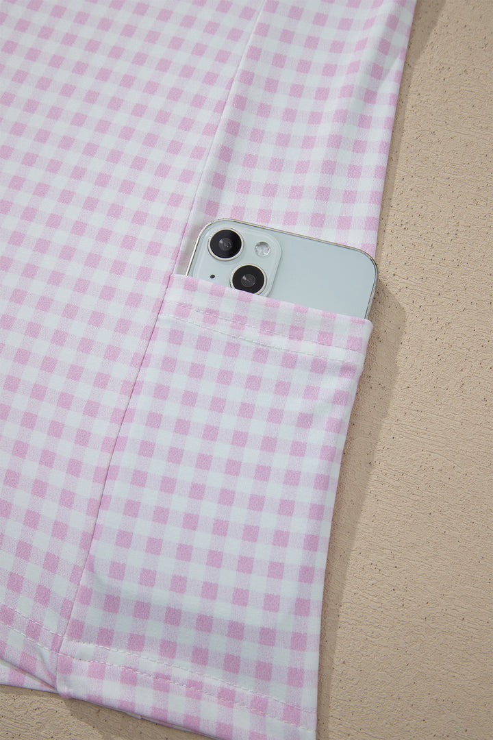 Two Piece Gingham Contrast Patchwork Loose Mini Dress