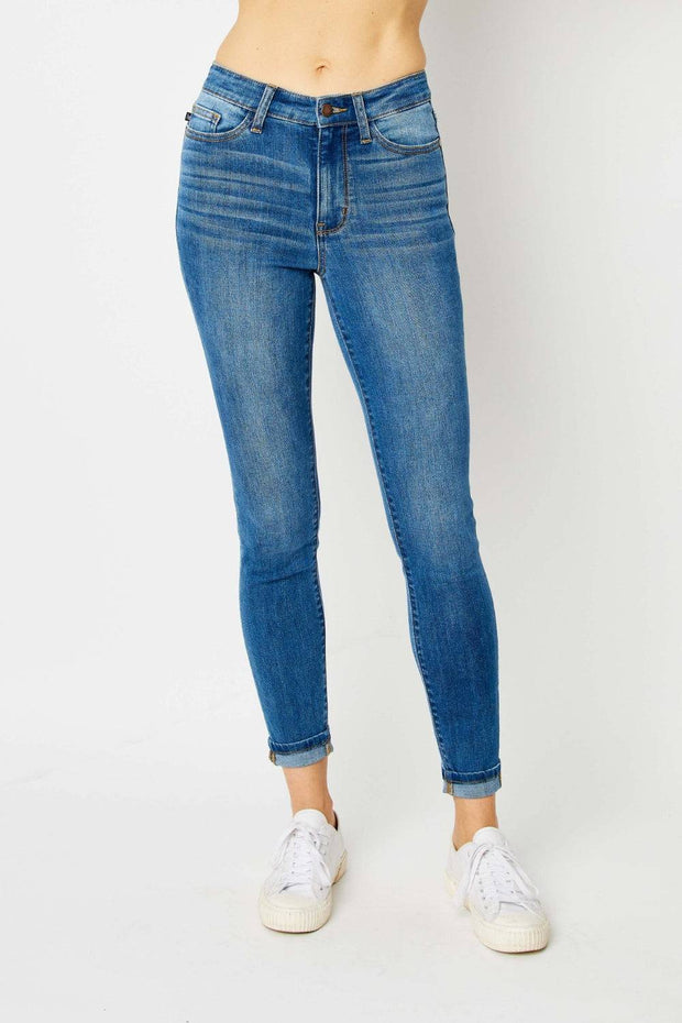Judy Blue Full Size Cuffed Hem Skinny Jeans - Medium / 0(24)
