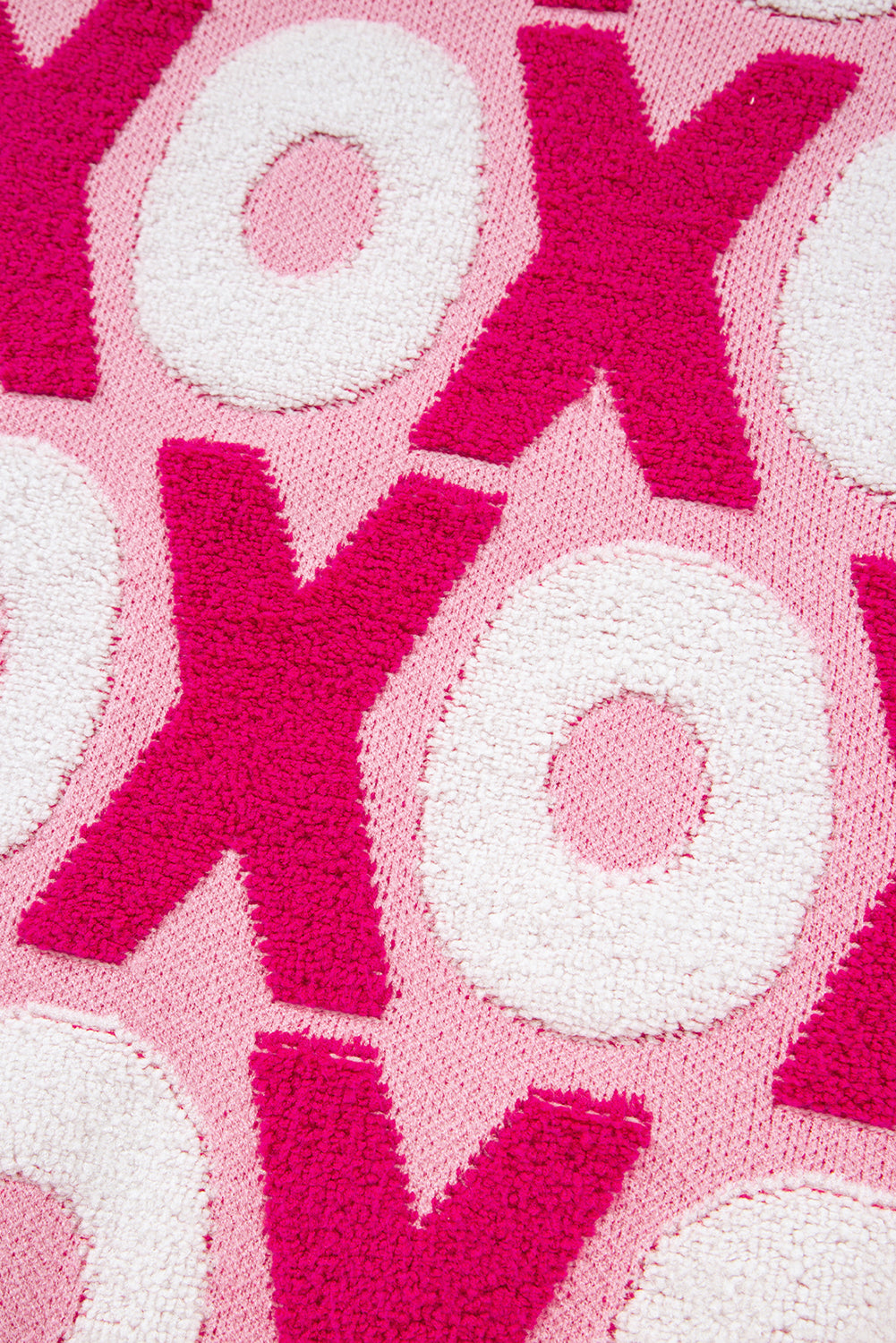 Pink XOXO Pattern Drop Shoulder Crewneck Valentines Sweater