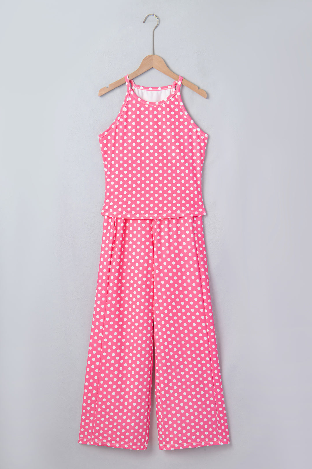 Polka Dot Print Slim Tank Loose Pants 2pcs Outfit