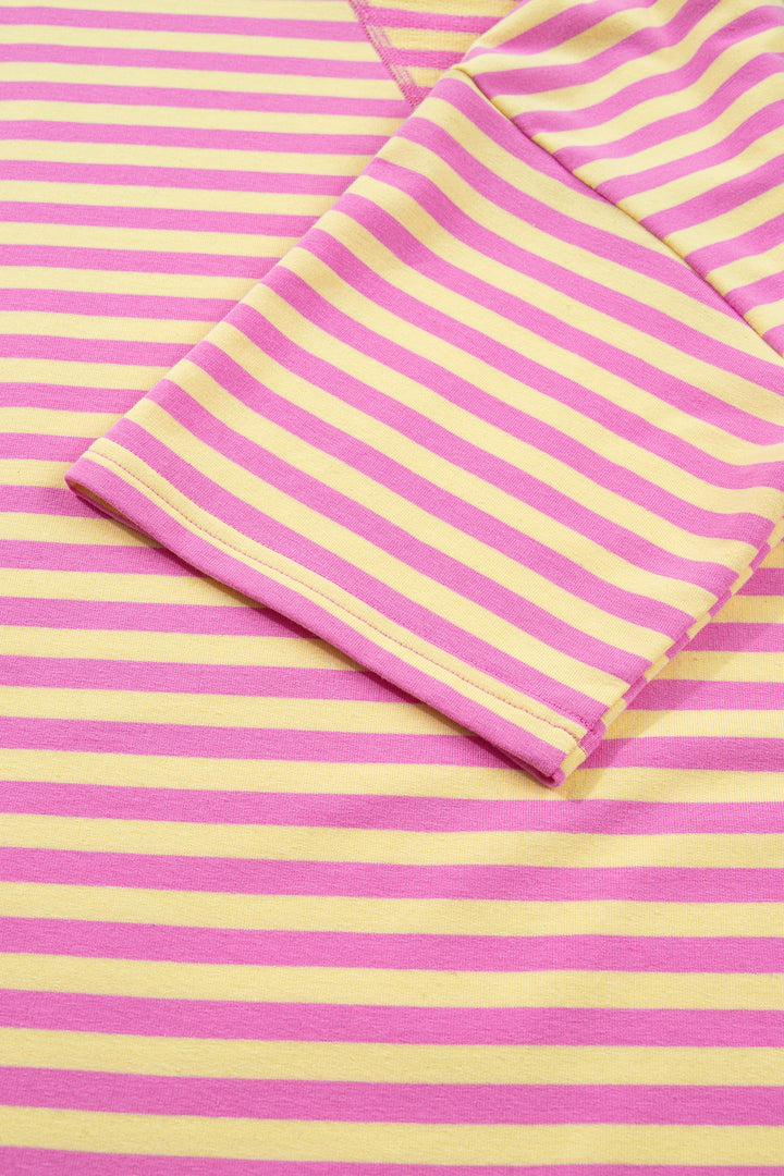 Stripe Drop Shoulder Boxy Casual Terry Short Set