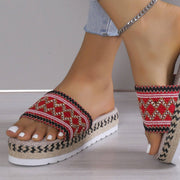 Geometric Weave Platform Sandals -