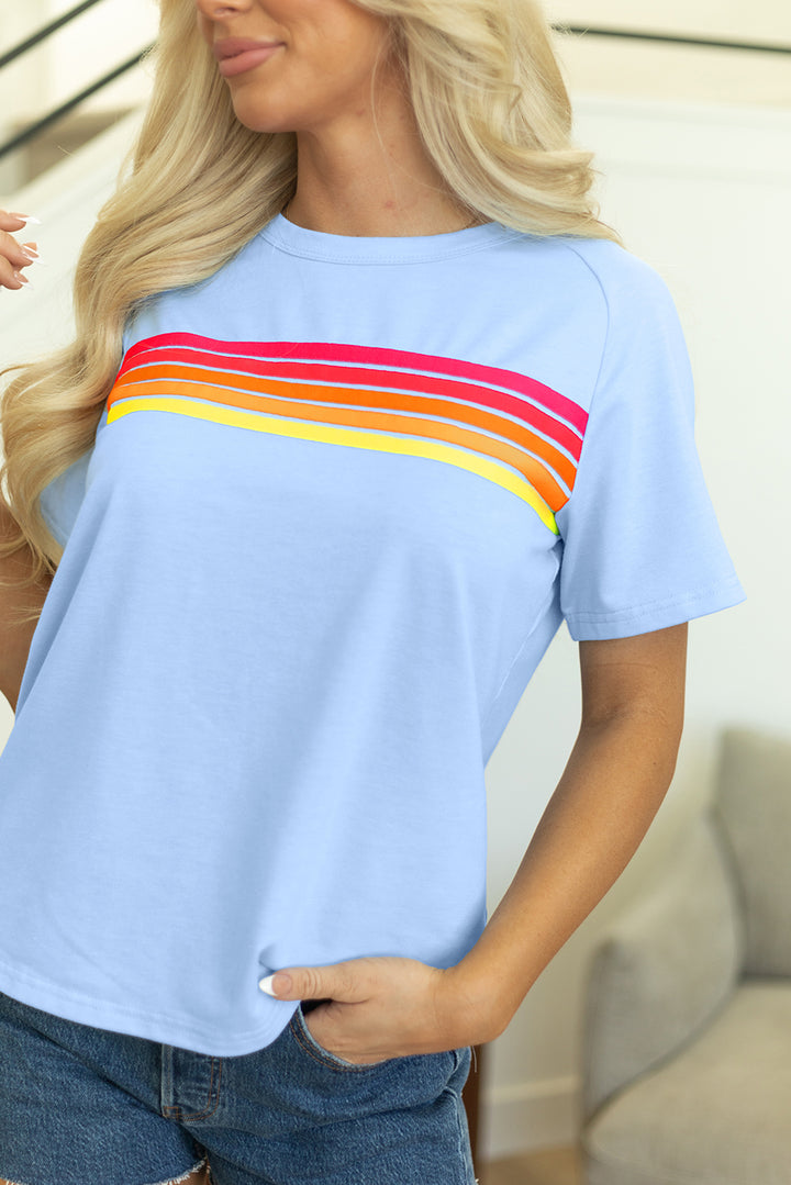 Striped Patch Front Casual Tee
