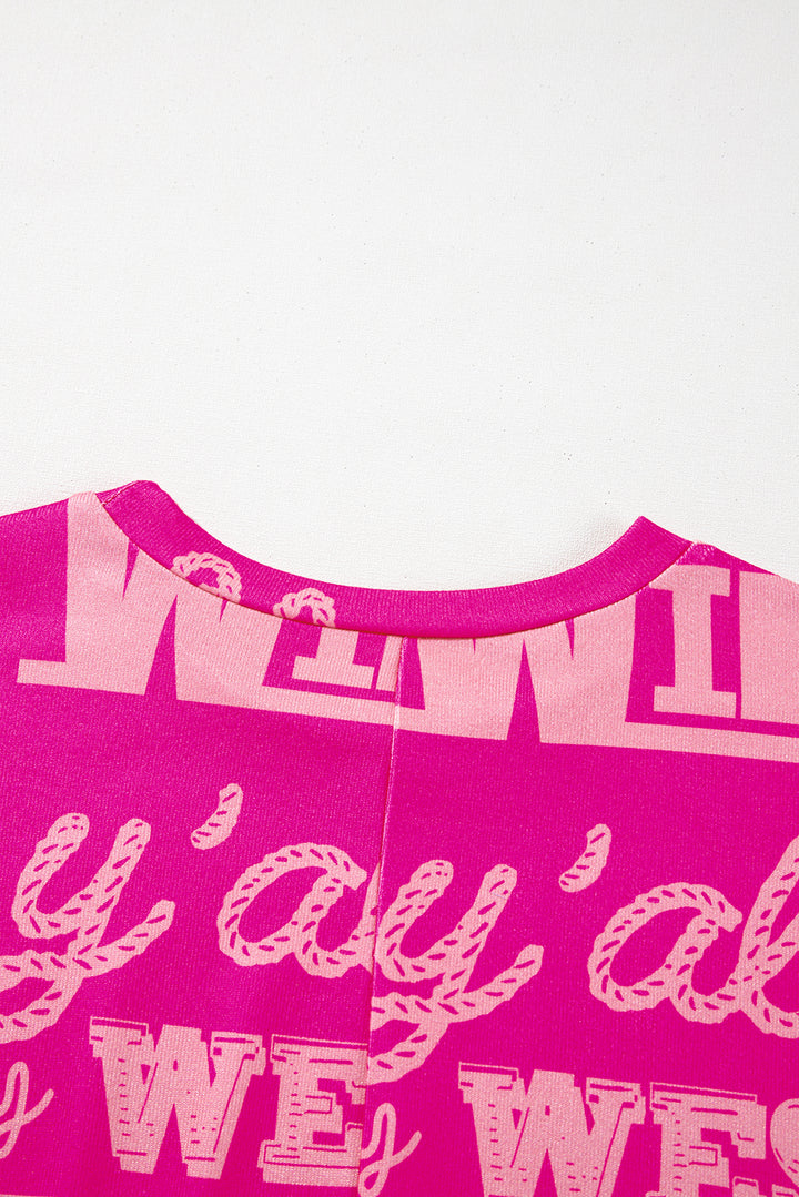 Rose Howdy Cowboy Letter Printed Western Fashion Tee