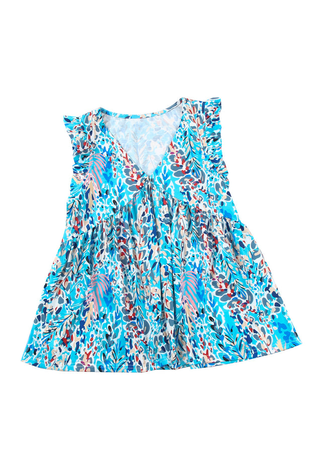 a blue dress with a floral pattern on it