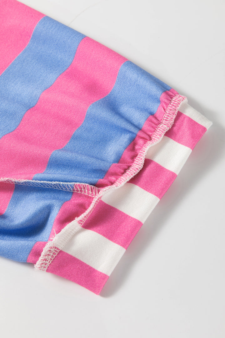 Stripe Exposed Seam Contrast Patchwork Oversized Top