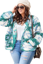 a woman wearing a green and white jacket