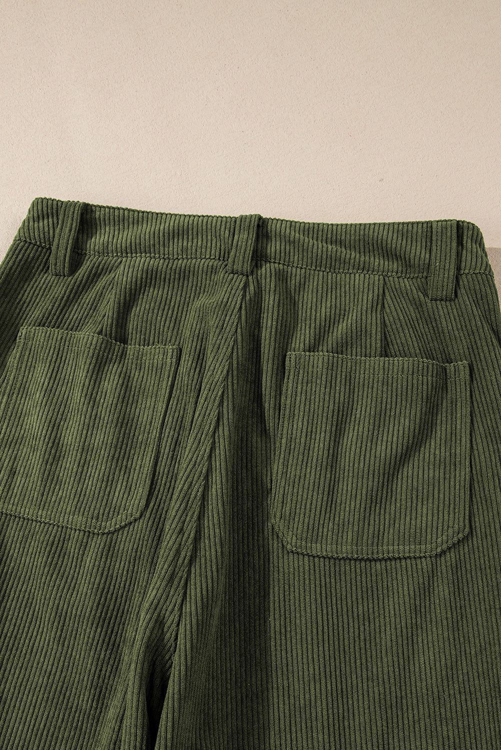 High Waist Square Pockets Corduroy Pants