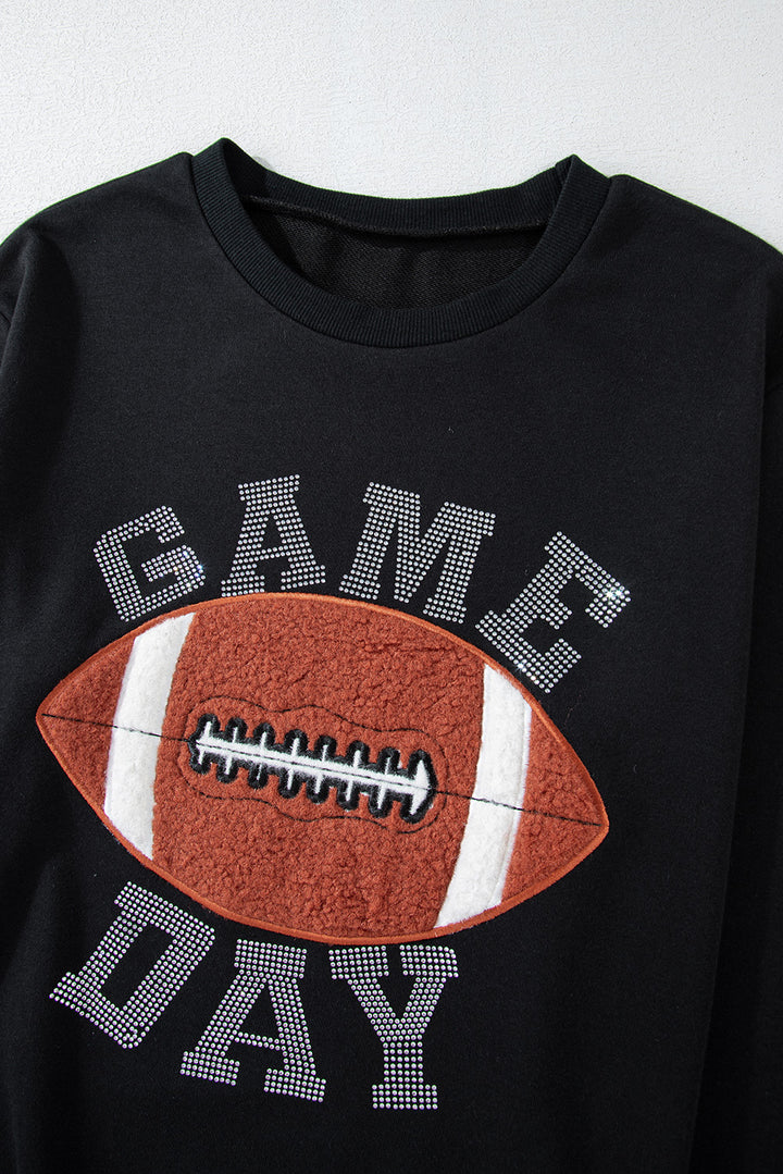 Black GAME DAY Football Graphic Pullover and Shorts Casual Outfit