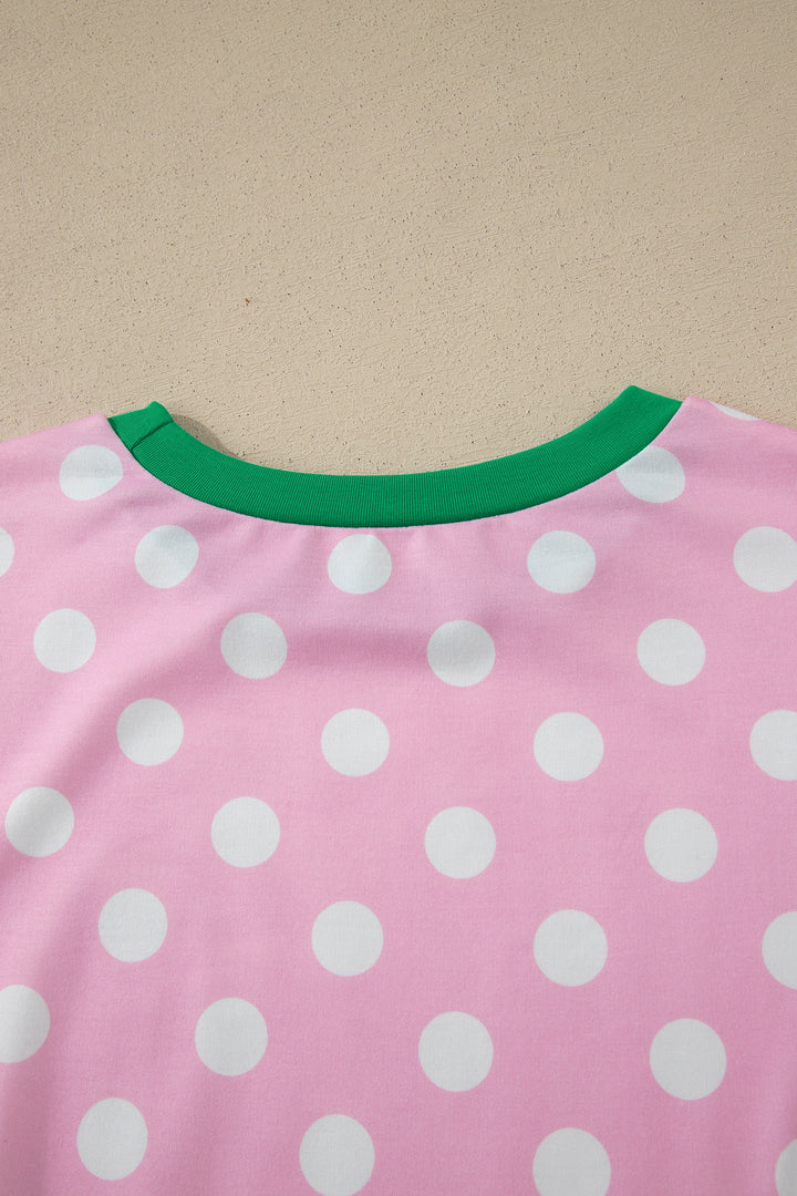 Polka Dot Contrast Edge Casual Short Set