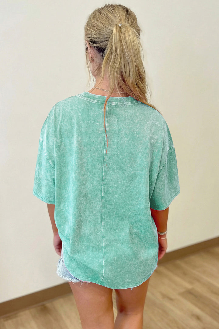 Solid Color Cotton Mineral Washed Oversize Tee