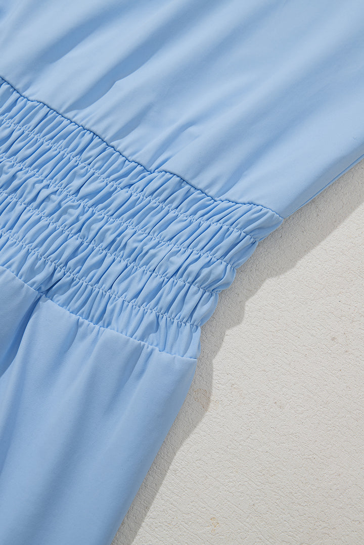 Myosotis Plain Sleeveless Loop Drawstring Cinched Waist Romper