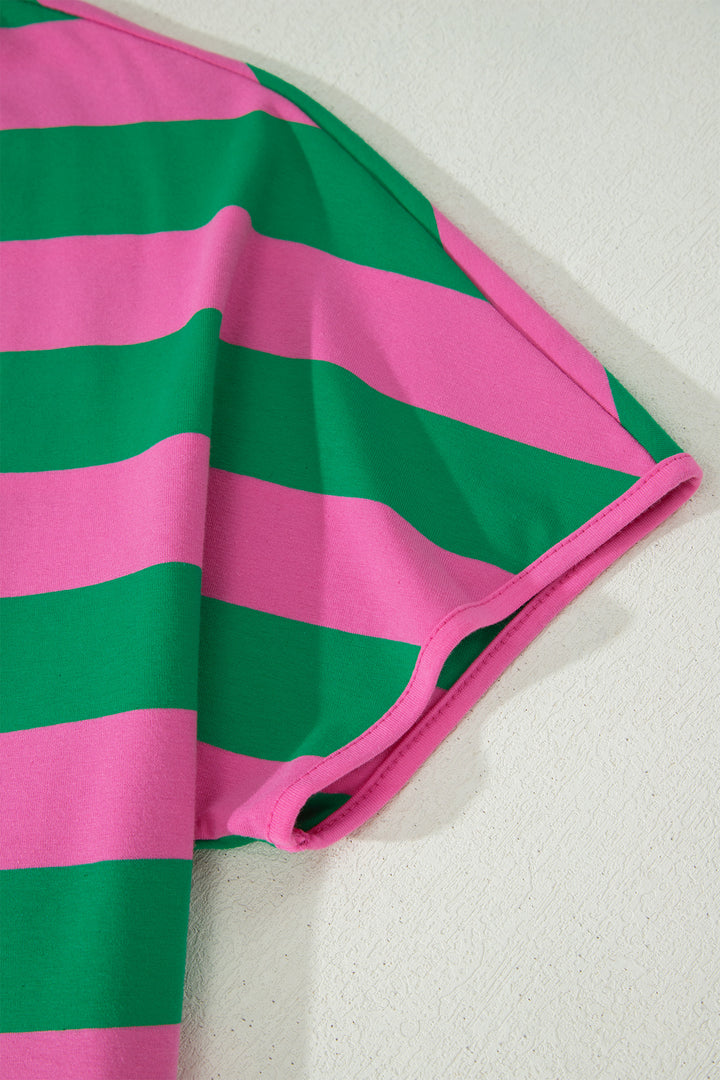 Stripe Dolman Tee Drawstring Skort Athletic 2pcs Set