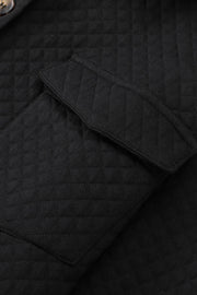 Green Color Block Patchwork Flap Pocket Quilted Shacket -
