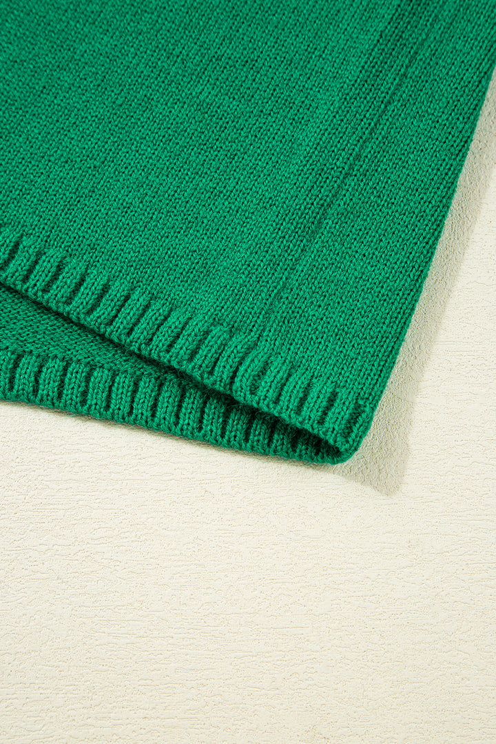 Bright Green Solid Color Knit Button Drop Shoulder Sweater Cardigan