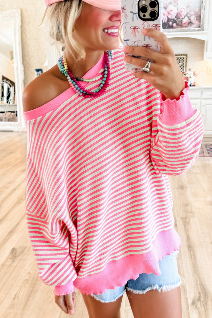 Stripe Loose Drop Shoulder Long Sleeve Top