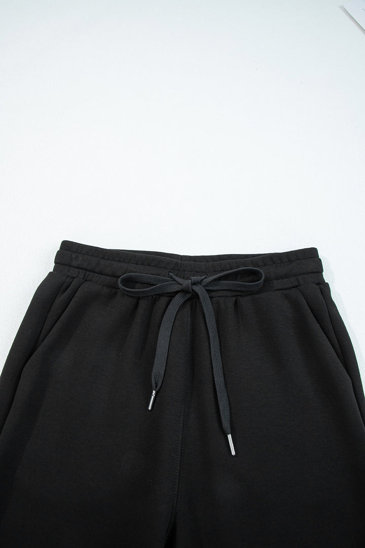 Zip Collar Long Sleeve Top Drawstring Pants Set