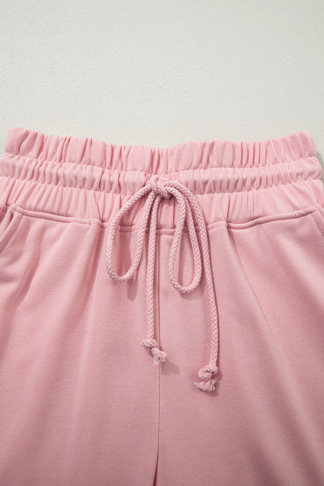 Solid Color Loose Tee Drawstring Wide Leg Pants 2pcs Outfit