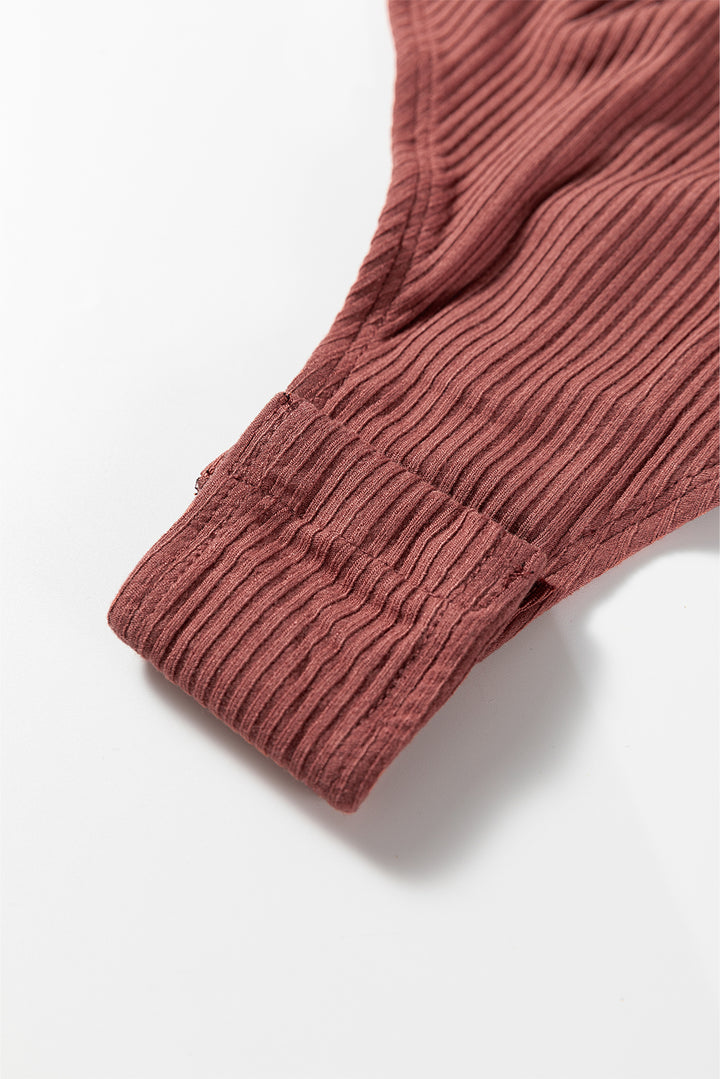 Ribbed Long Sleeve Crew Neck Solid Color Bodysuit