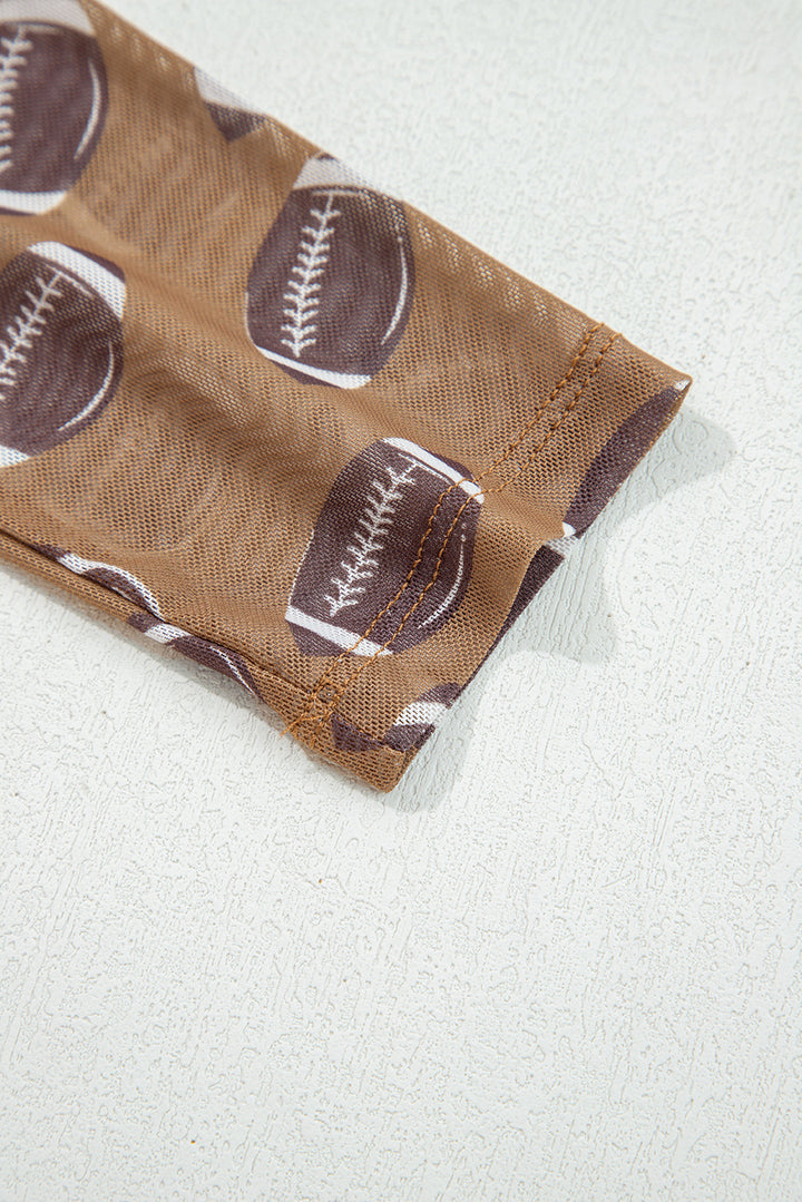 Game Day football Mesh Sheer Long Sleeve Top