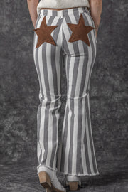 Stripe Star Embellished Western Flare Jeans