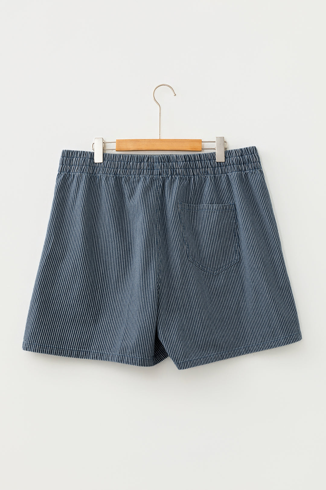 Stripe Plus Size Contrast Drawstring Elastic Waist Denim Shorts