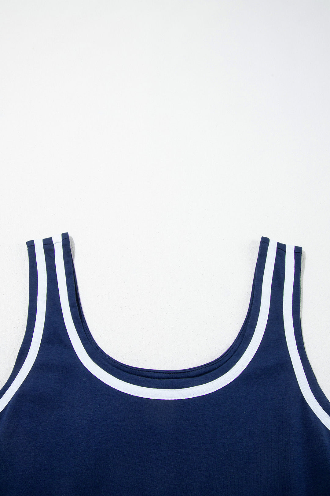 Dirty blue Contrast Trim U Neck Sleeveless Mini Dress