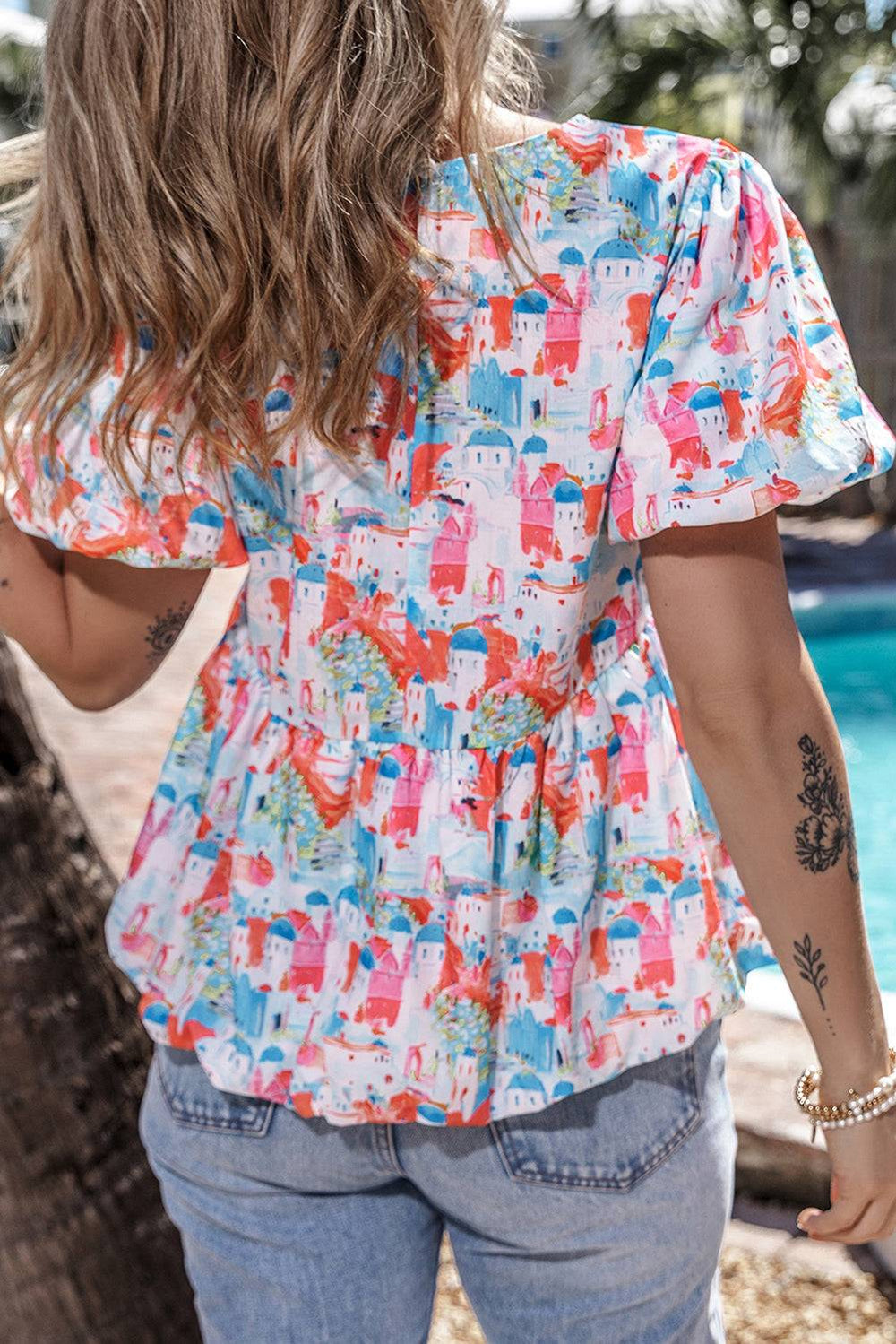 a woman with a tattoo on her arm standing next to a pool