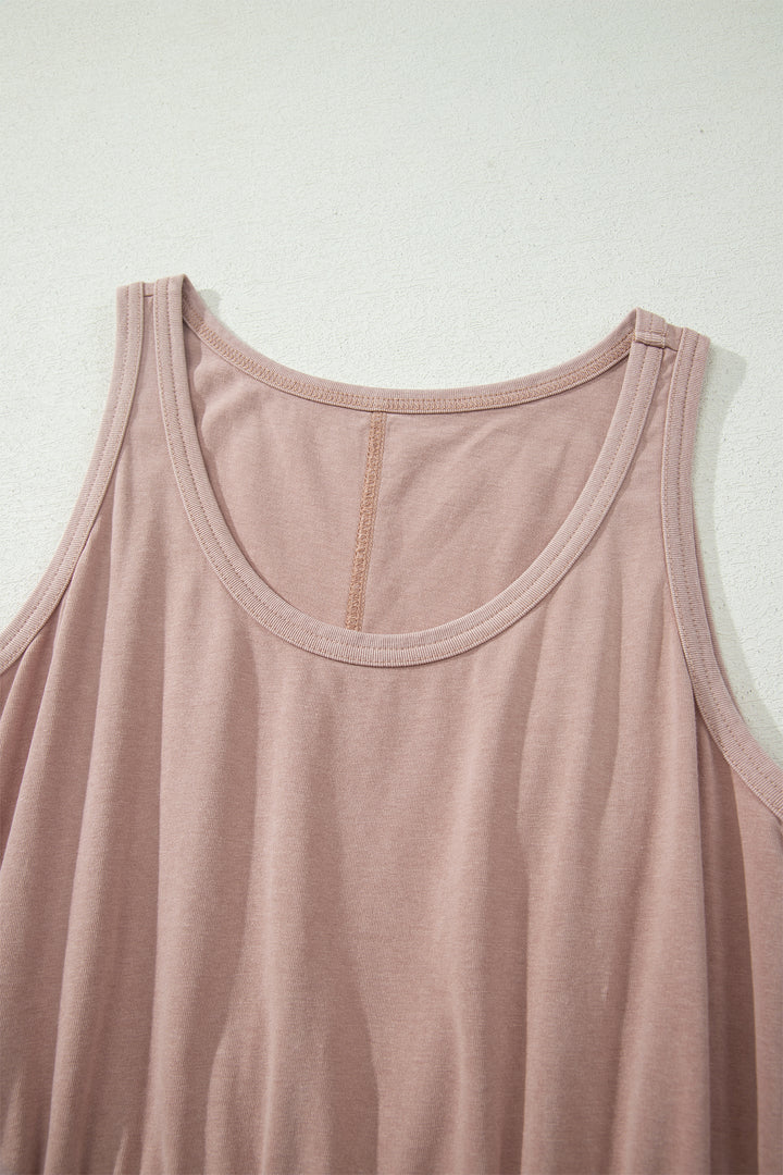 Mineral Wash U Neck Elastic Waist Sleeveless Mini Dress