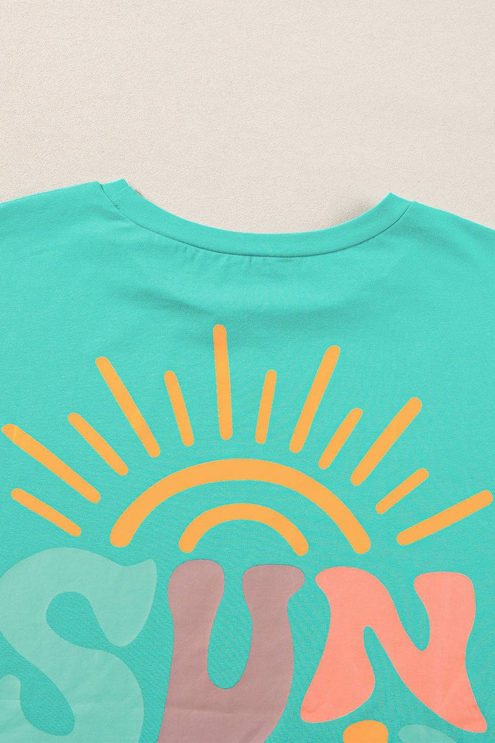 a t - shirt with the word sun printed on it