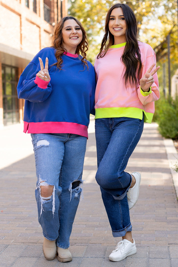 Colorblock Bubble Sleeve Sweatshirt