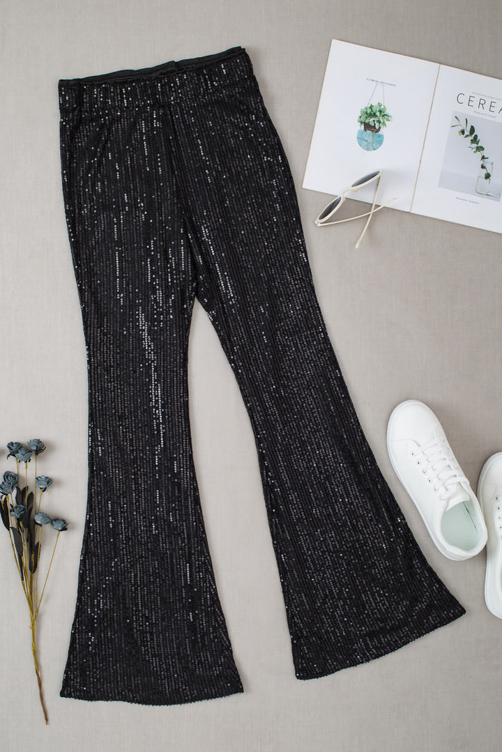 Black Sequin Wide Leg Pants
