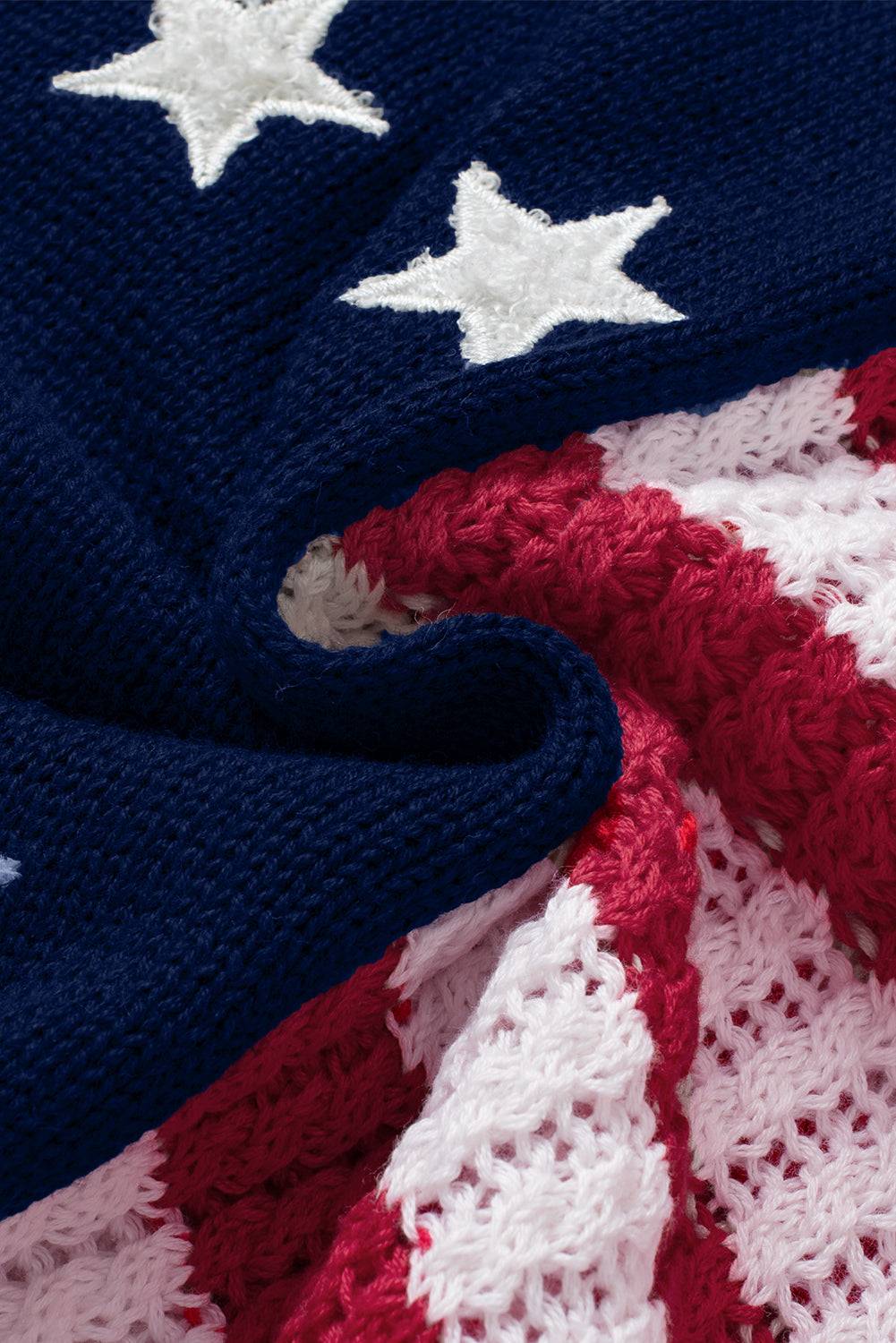 a red, white and blue blanket with stars on it