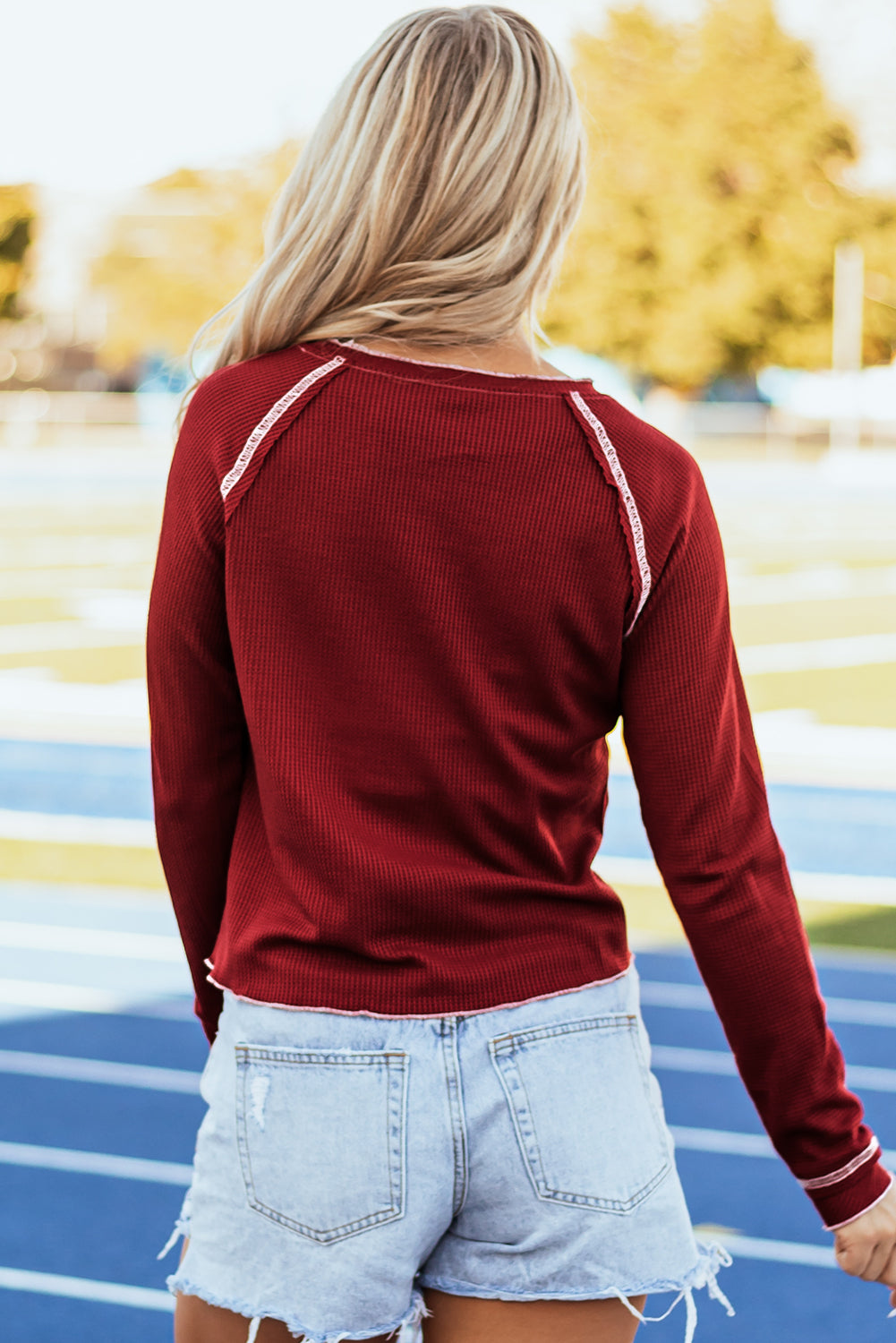 Red Game Day Football Graphic Thermal Knit Top